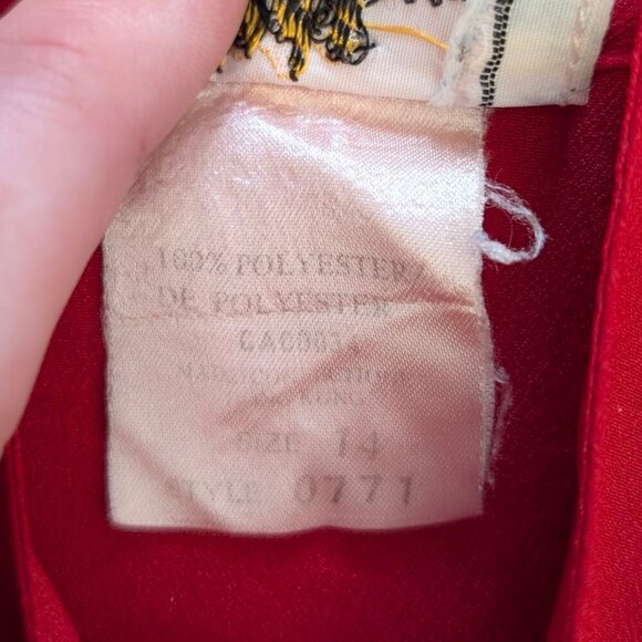 Vintage Elite International Red Pleated Blouse - Picture 8 of 8